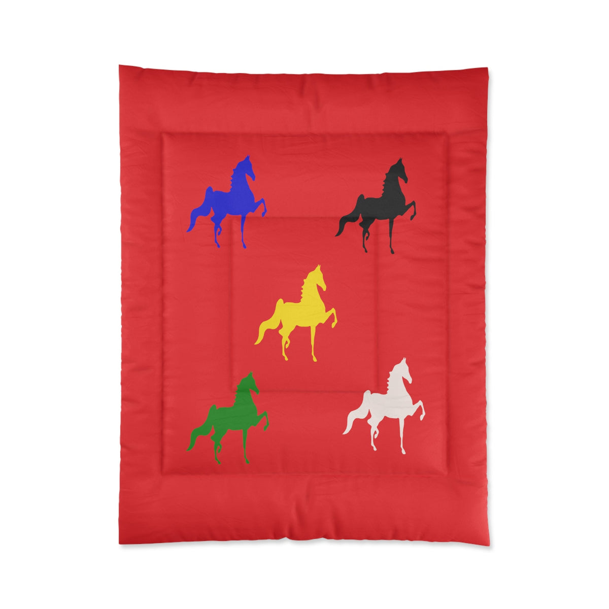 Comforter Red with Multi-Color Saddlebred Print - AdeleEmbroidery