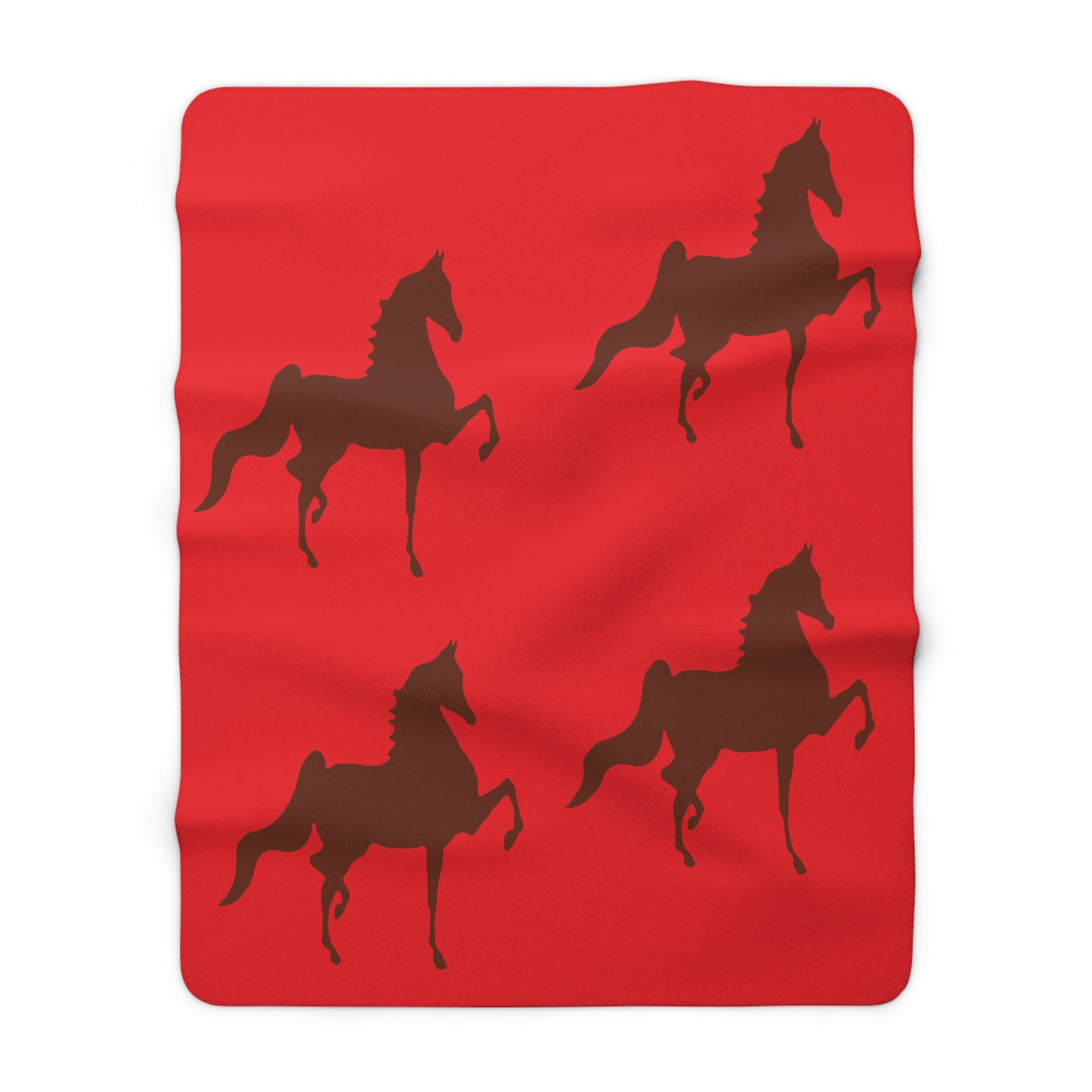 Sherpa Fleece Blanket Red with Saddlebred Print - AdeleEmbroidery