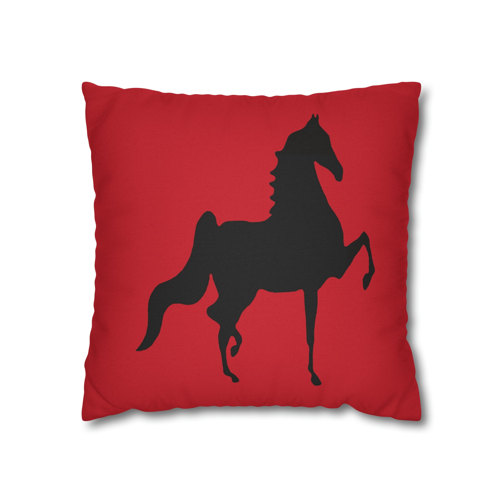 Saddlebred Print Spun Polyester Square Pillow Case RED - AdeleEmbroidery