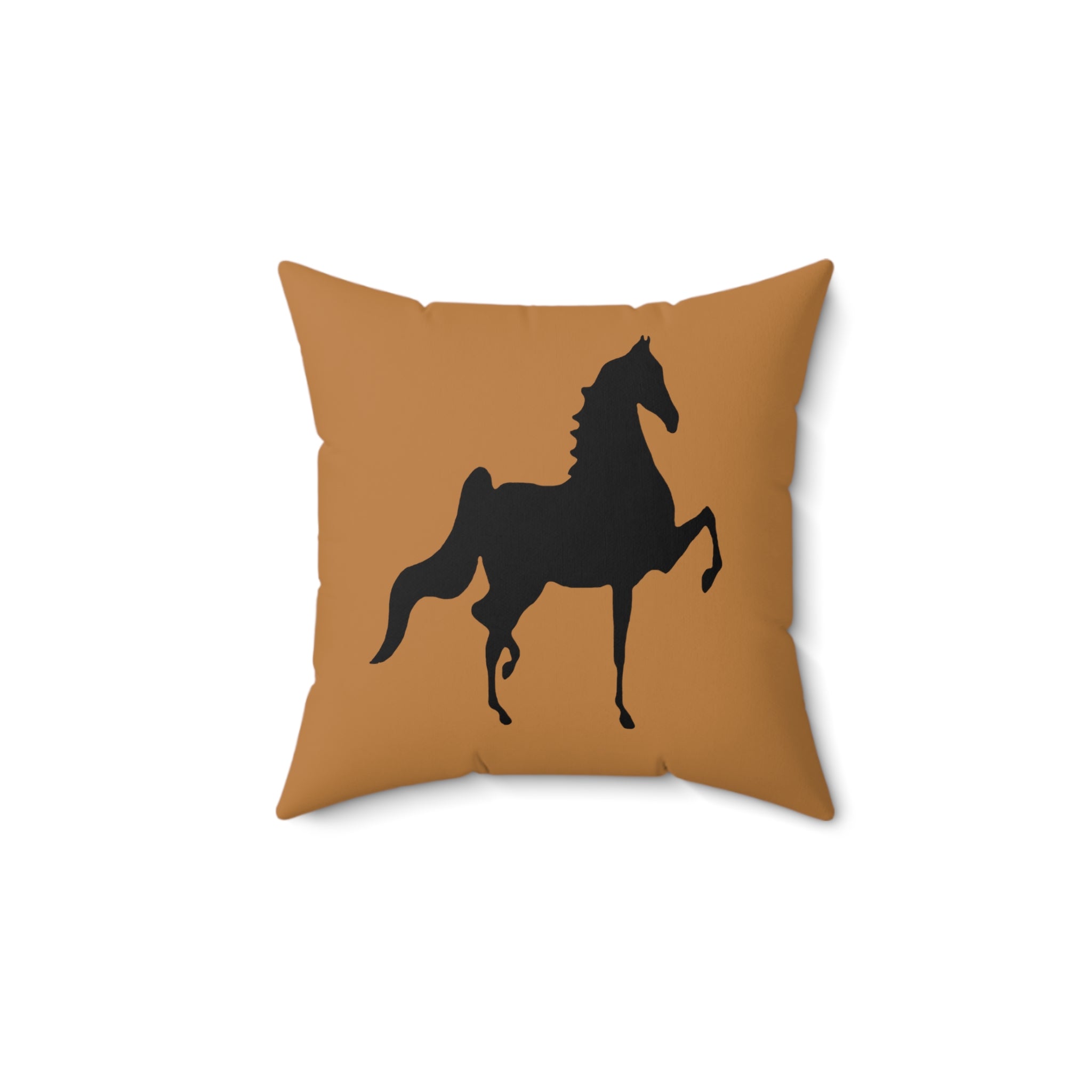 Saddlebred Print Spun Polyester Square Pillow Light Brown/Tan