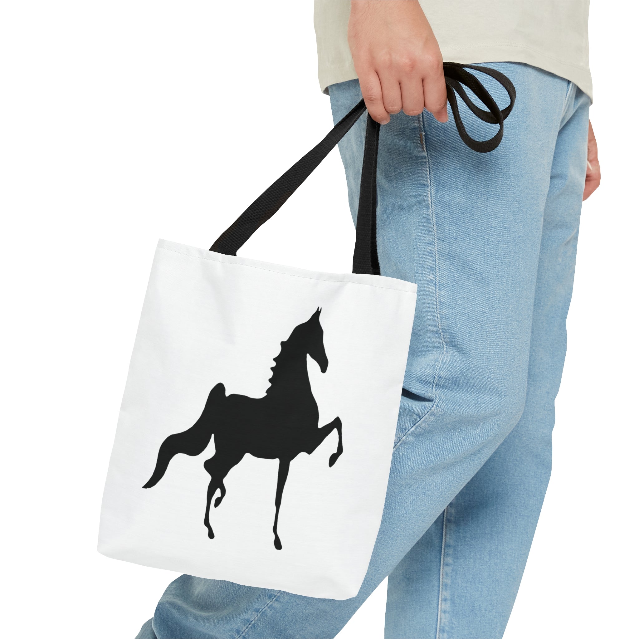 Saddlebred Print Tote Bag- White