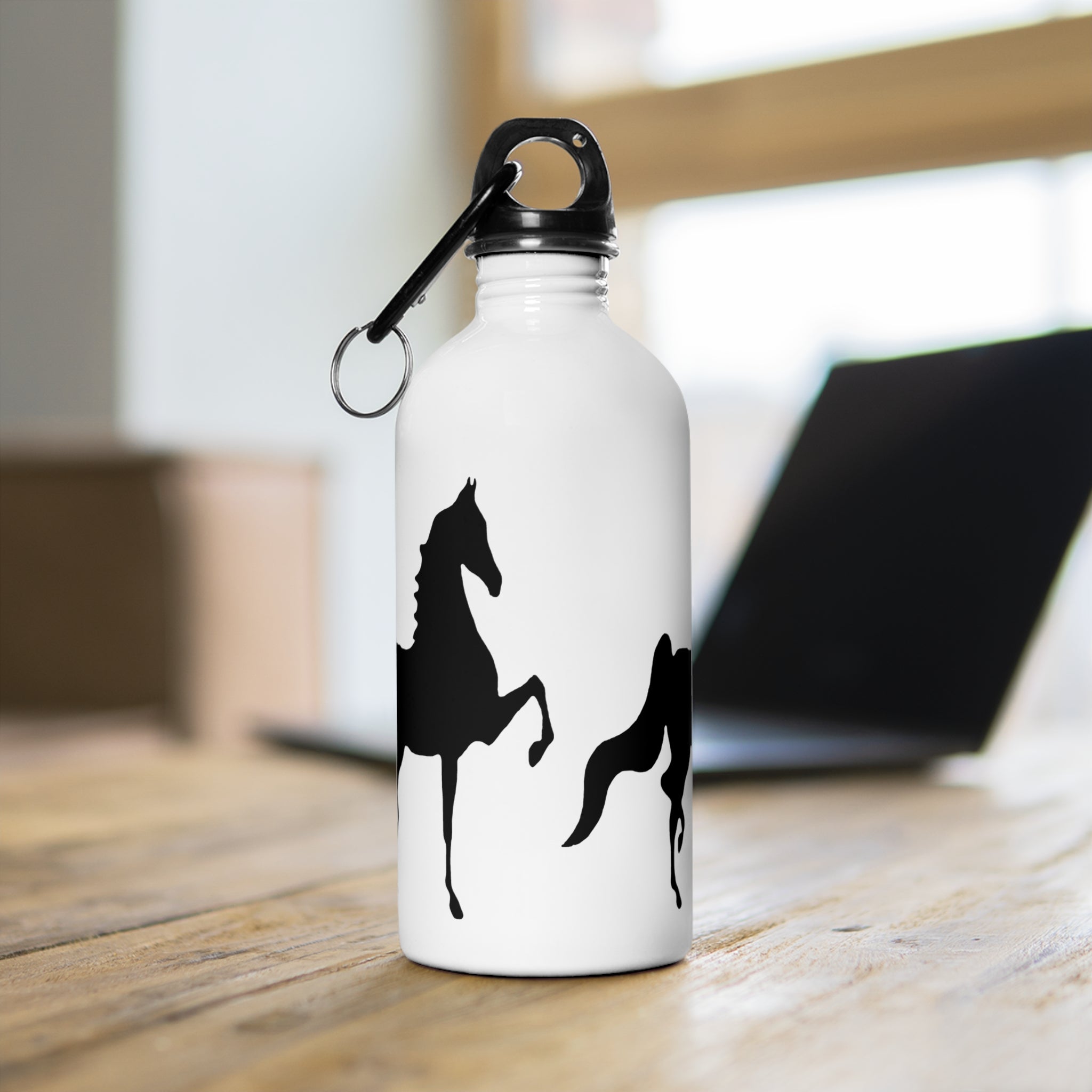 Saddlebred Print Stainless Steel Water Bottle WHITE - AdeleEmbroidery