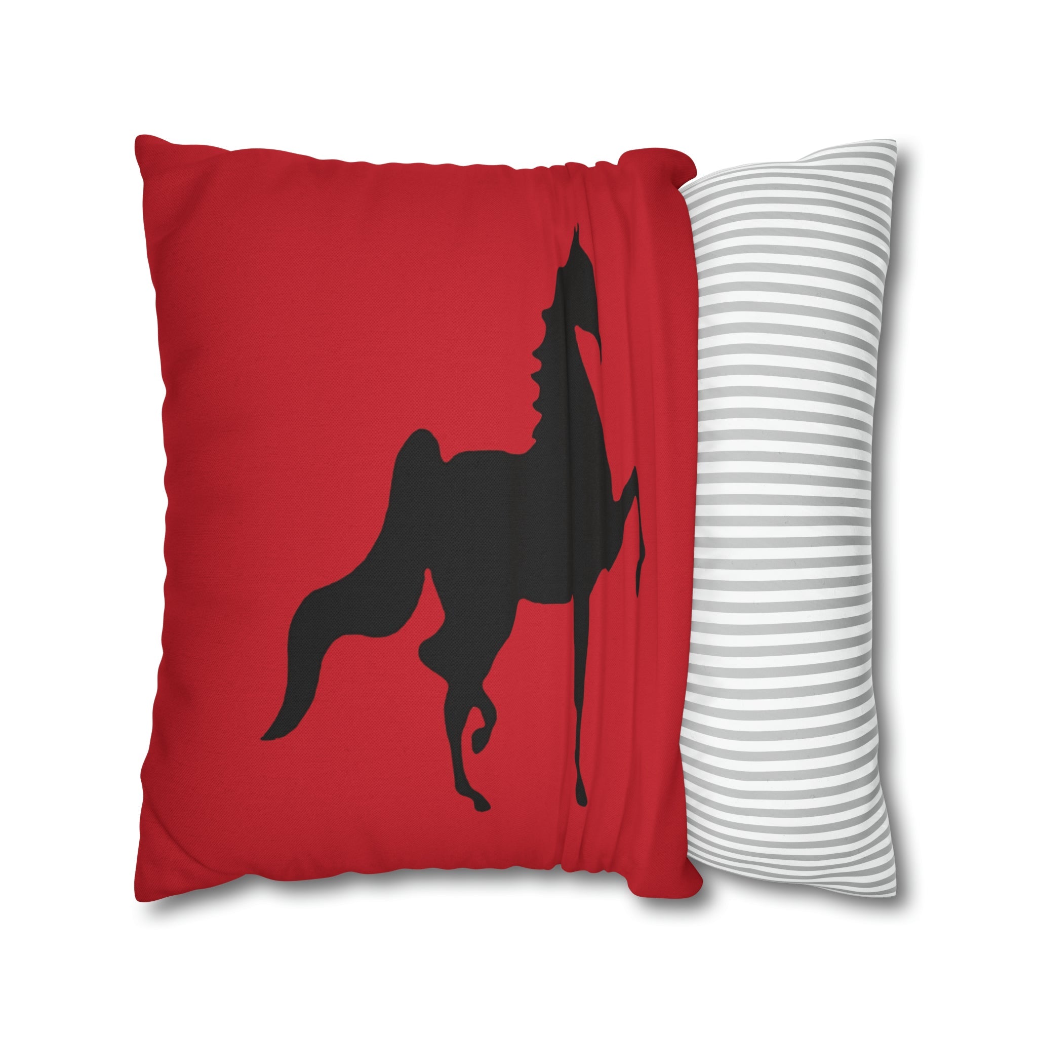 Saddlebred Print Spun Polyester Square Pillow Case RED