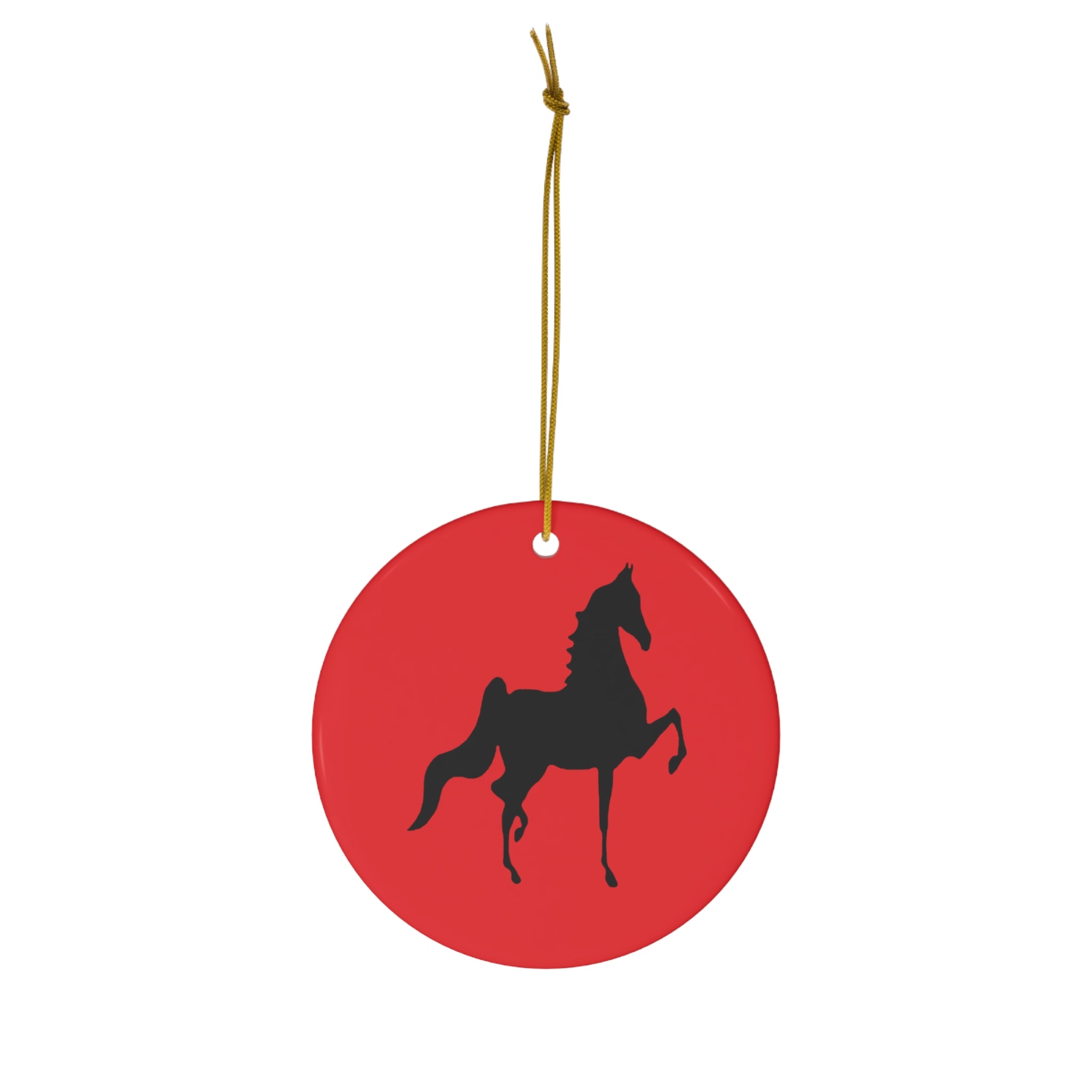 Ceramic Ornaments Red with Saddlebred Print on both sides