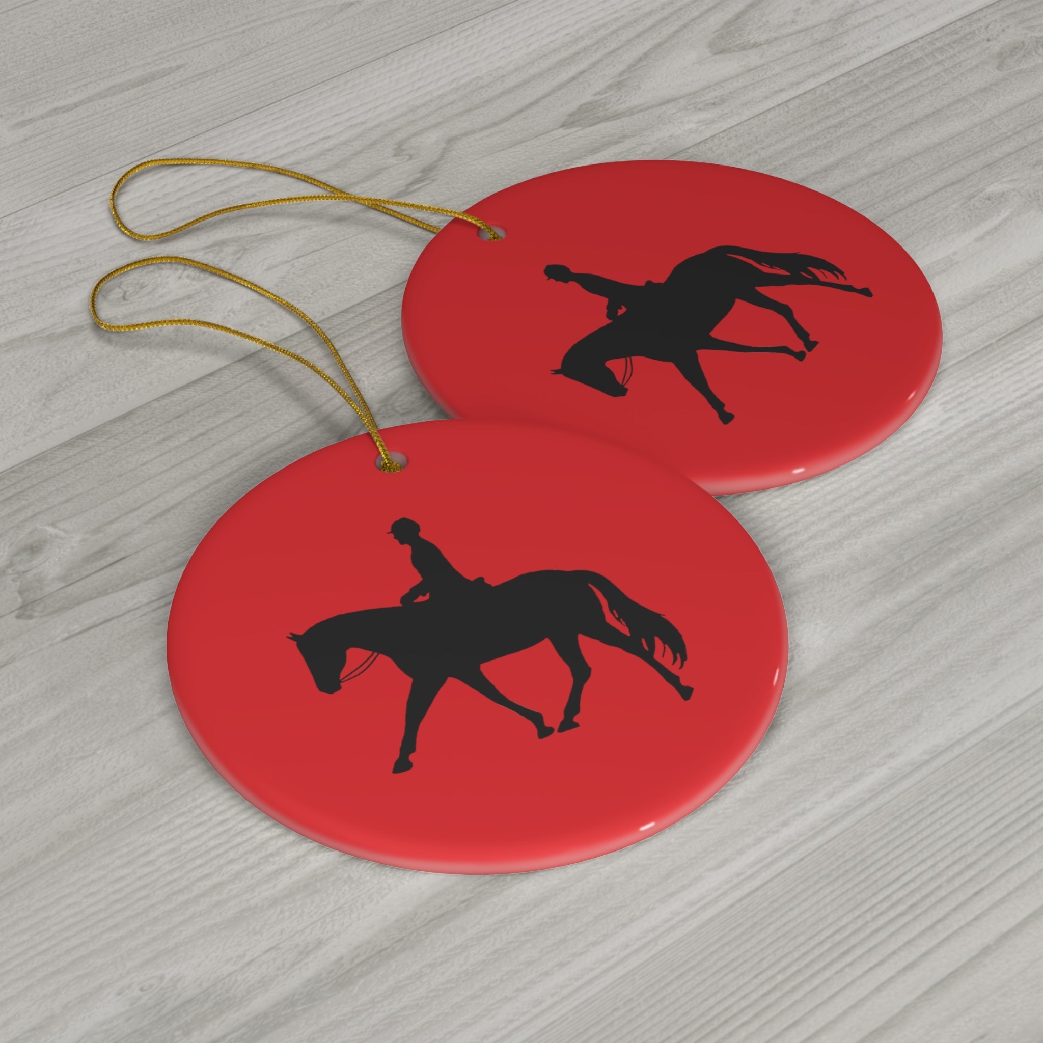 Ceramic Ornaments Red with English Rider