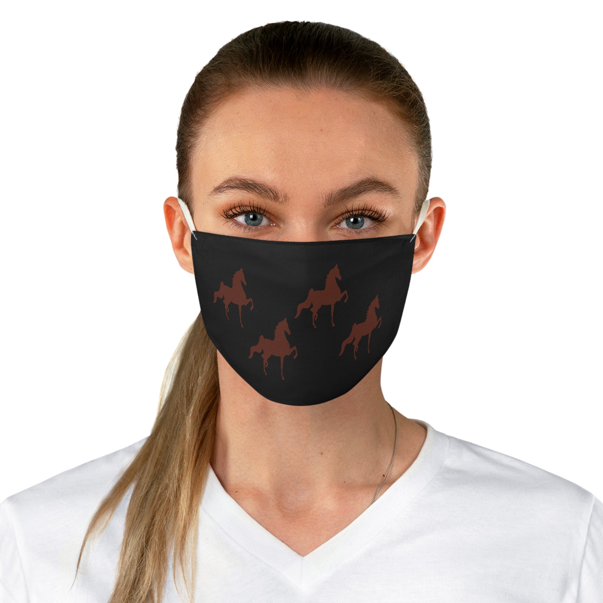 Fabric Face Mask Black with Brown Saddlebred Print