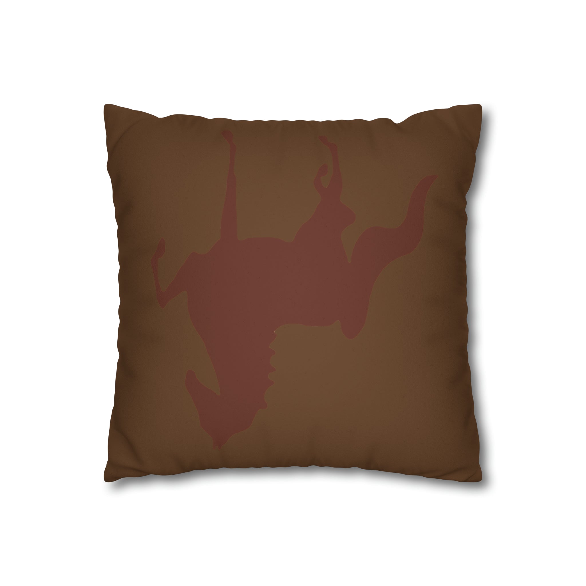 Faux Suede Square Pillow Case Brown on Brown Saddlebred Print