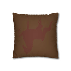 Faux Suede Square Pillow Case Brown on Brown Saddlebred Print