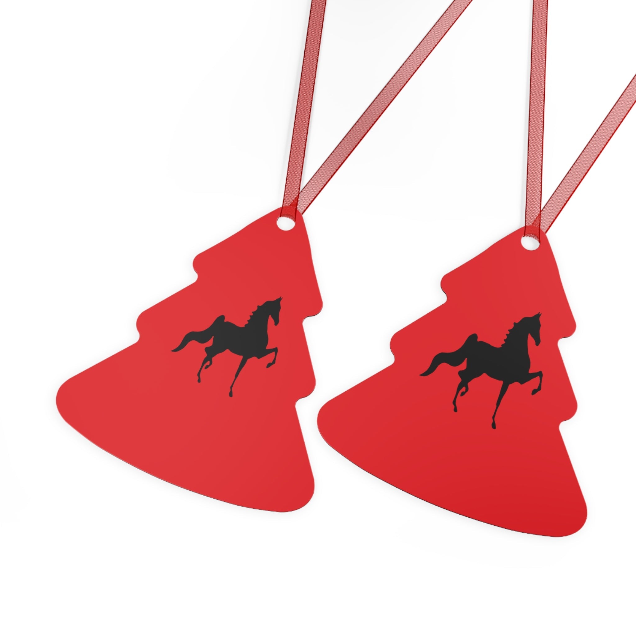 Metal Ornaments Red with Saddlebred Print