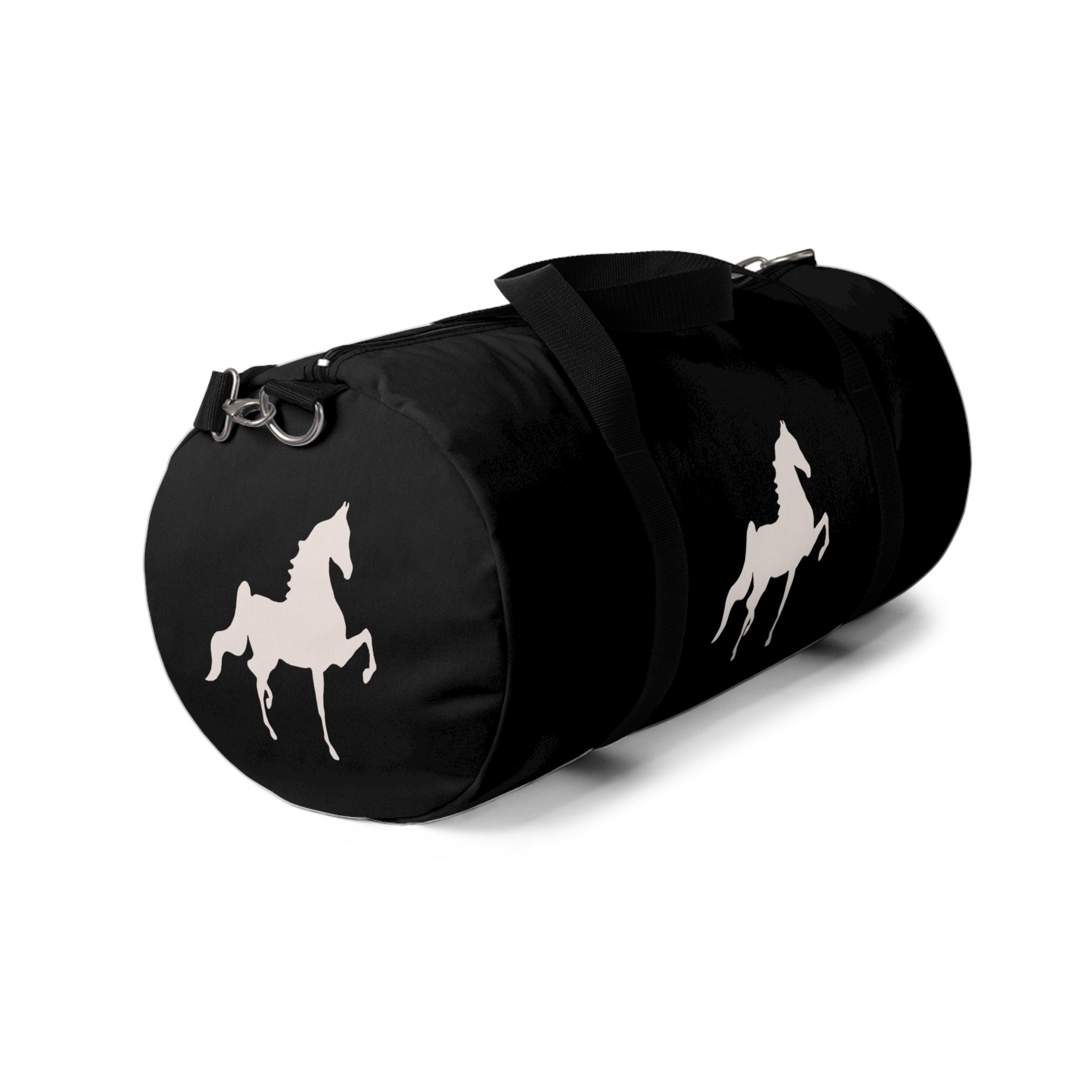 Saddlebred Print Black Duffel Bag - AdeleEmbroidery