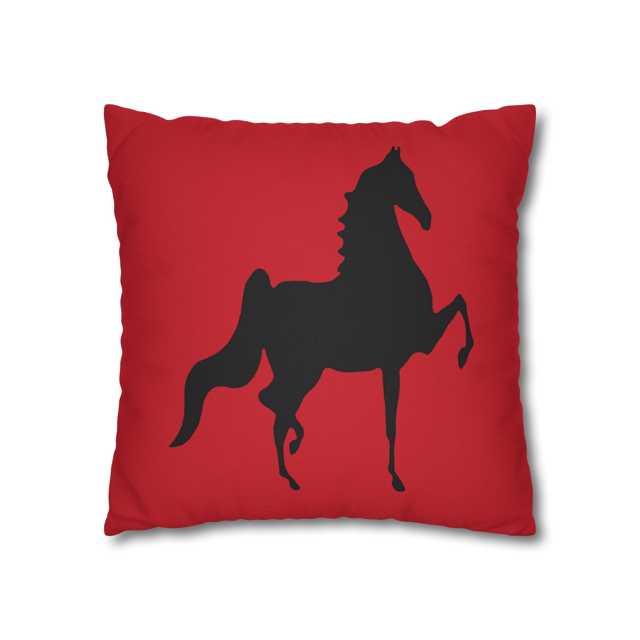 Saddlebred Print Spun Polyester Square Pillow Case RED