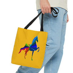 Saddlebred Multi Color Print Yellow Tote Bag