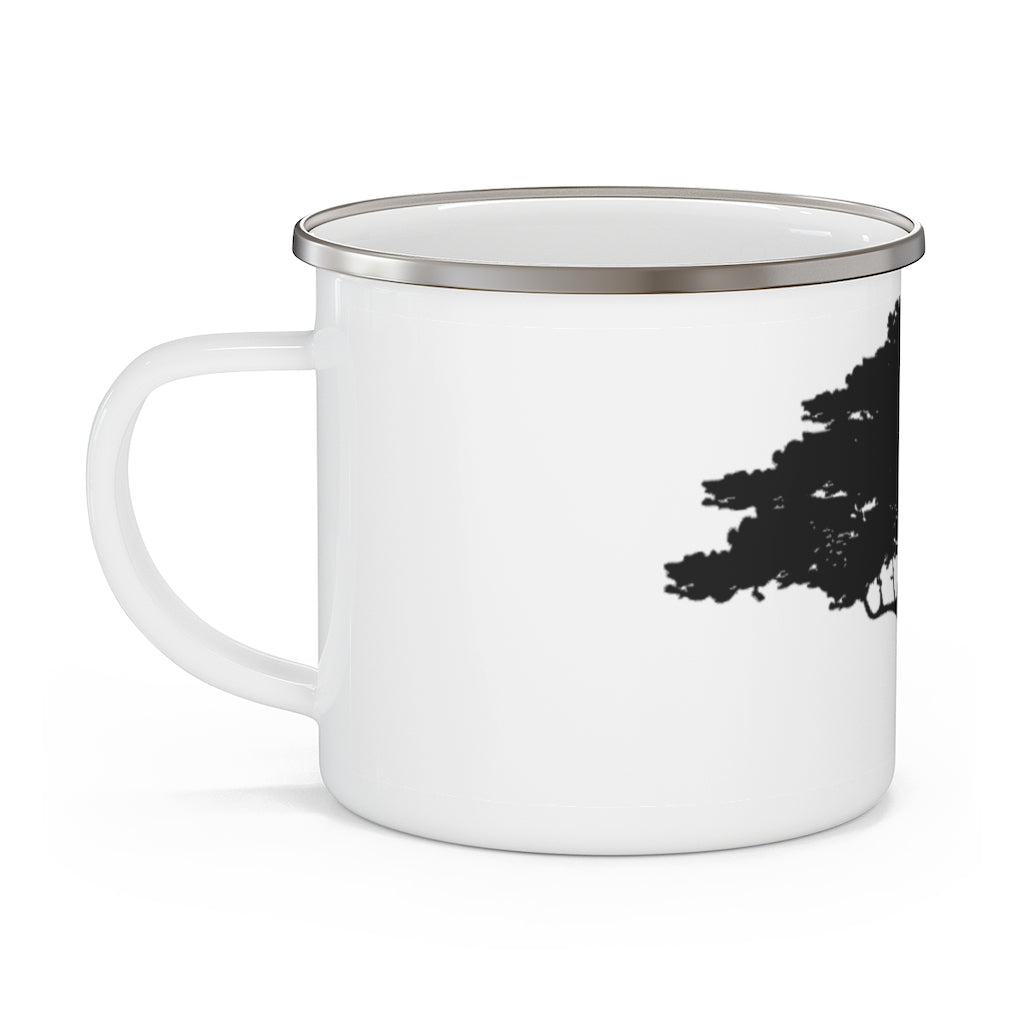 Tree Print Enamel Campfire Mug