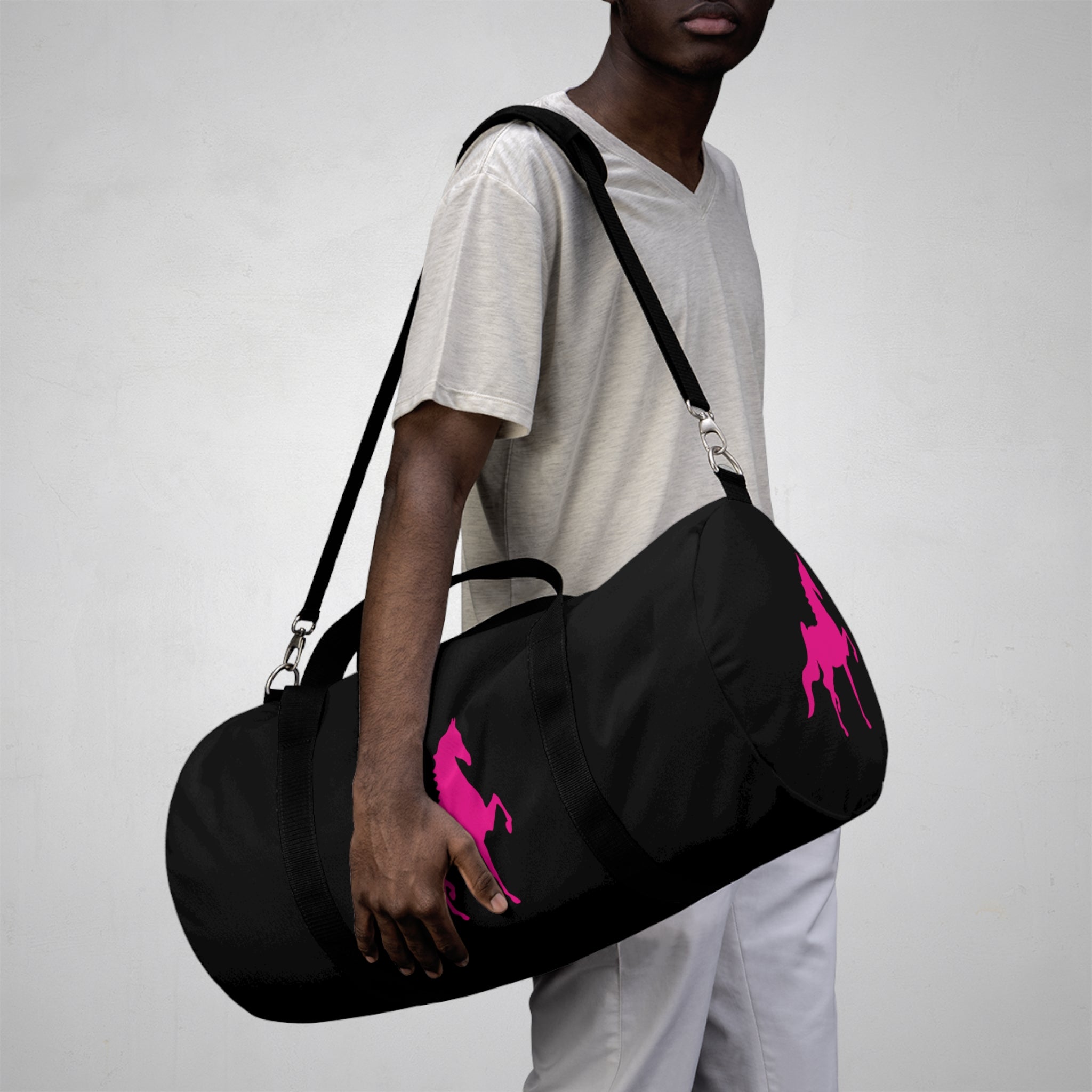 Saddlebred Print Black/Pink  Duffel Bag