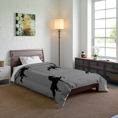 Comforter Grey with Saddlebred Print - AdeleEmbroidery