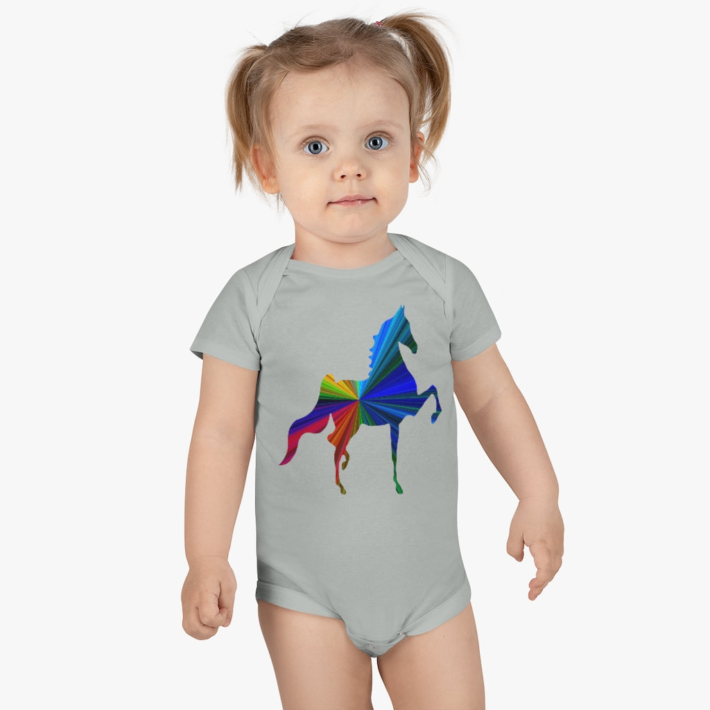 Baby Short Sleeve Onesie® MultiColor Saddlebred Print