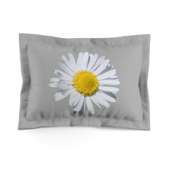 Microfiber Pillow Sham Light Grey with White Daisy