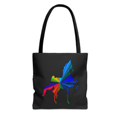 Saddlebred Multi Color Print Black Tote Bag - AdeleEmbroidery