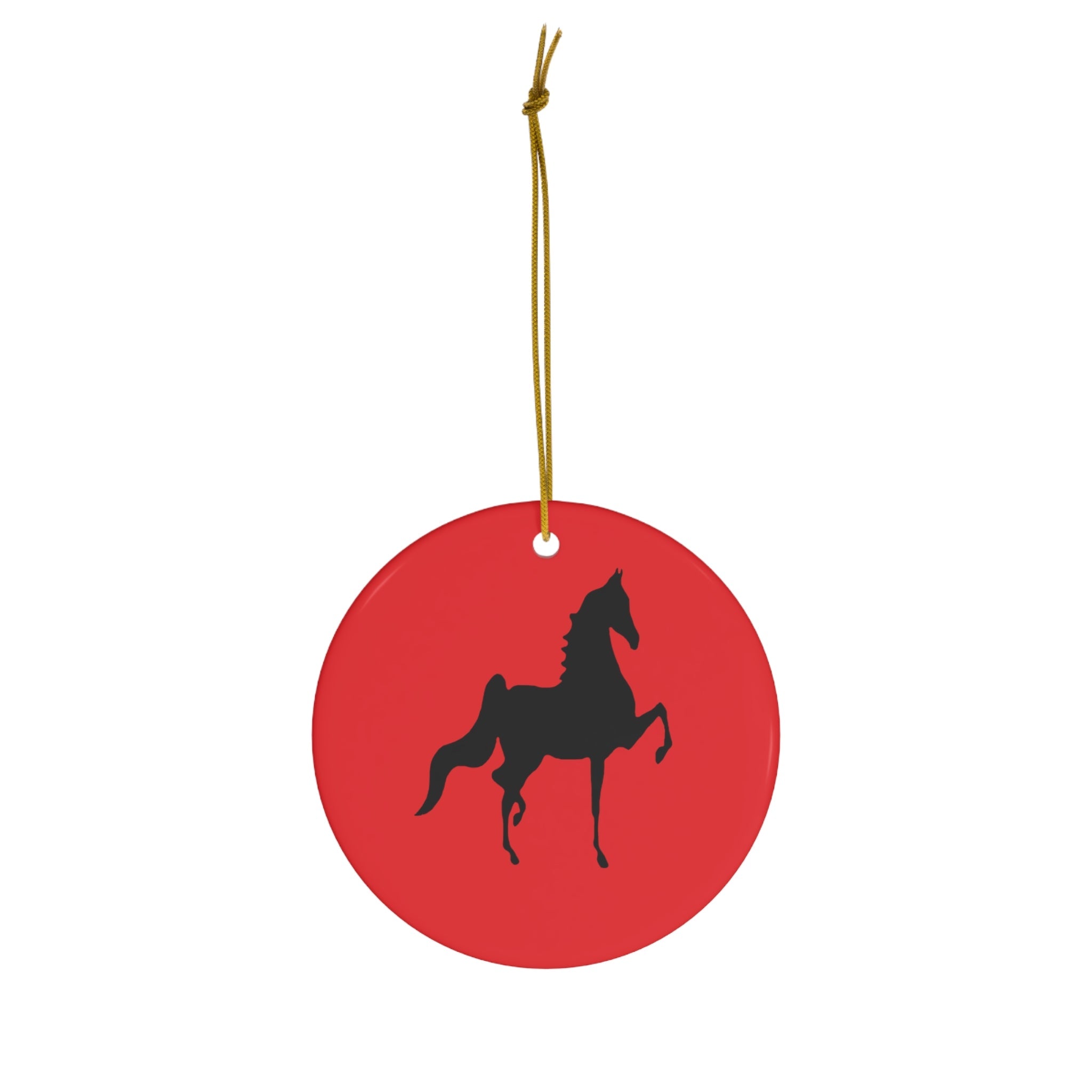 Ceramic Ornaments Red with Saddlebred Print on both sides