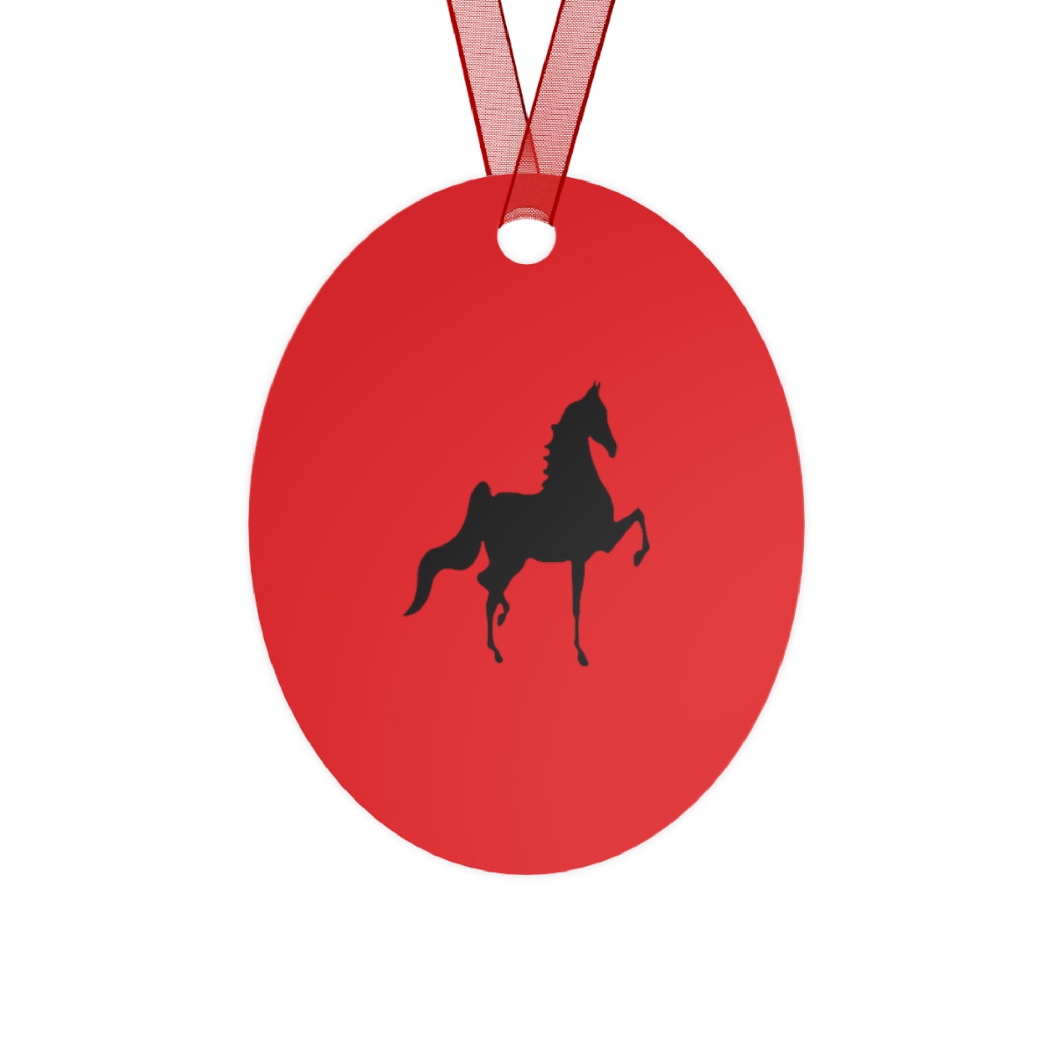 Metal Ornaments Red with Saddlebred Print