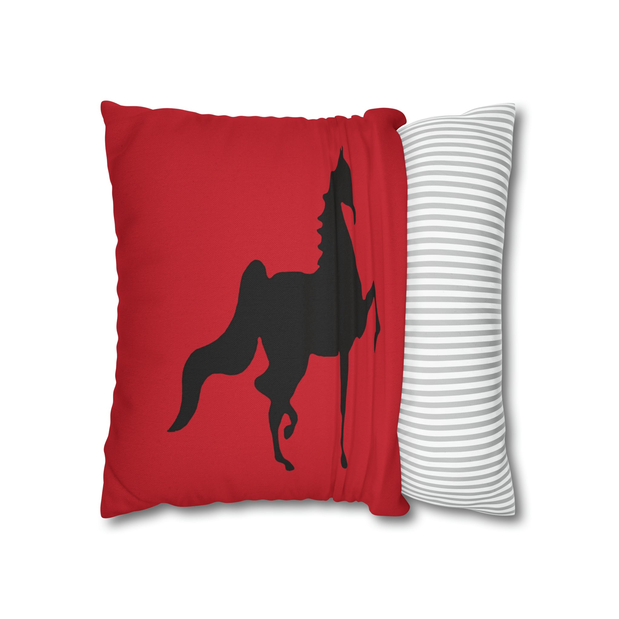 Saddlebred Print Spun Polyester Square Pillow Case RED