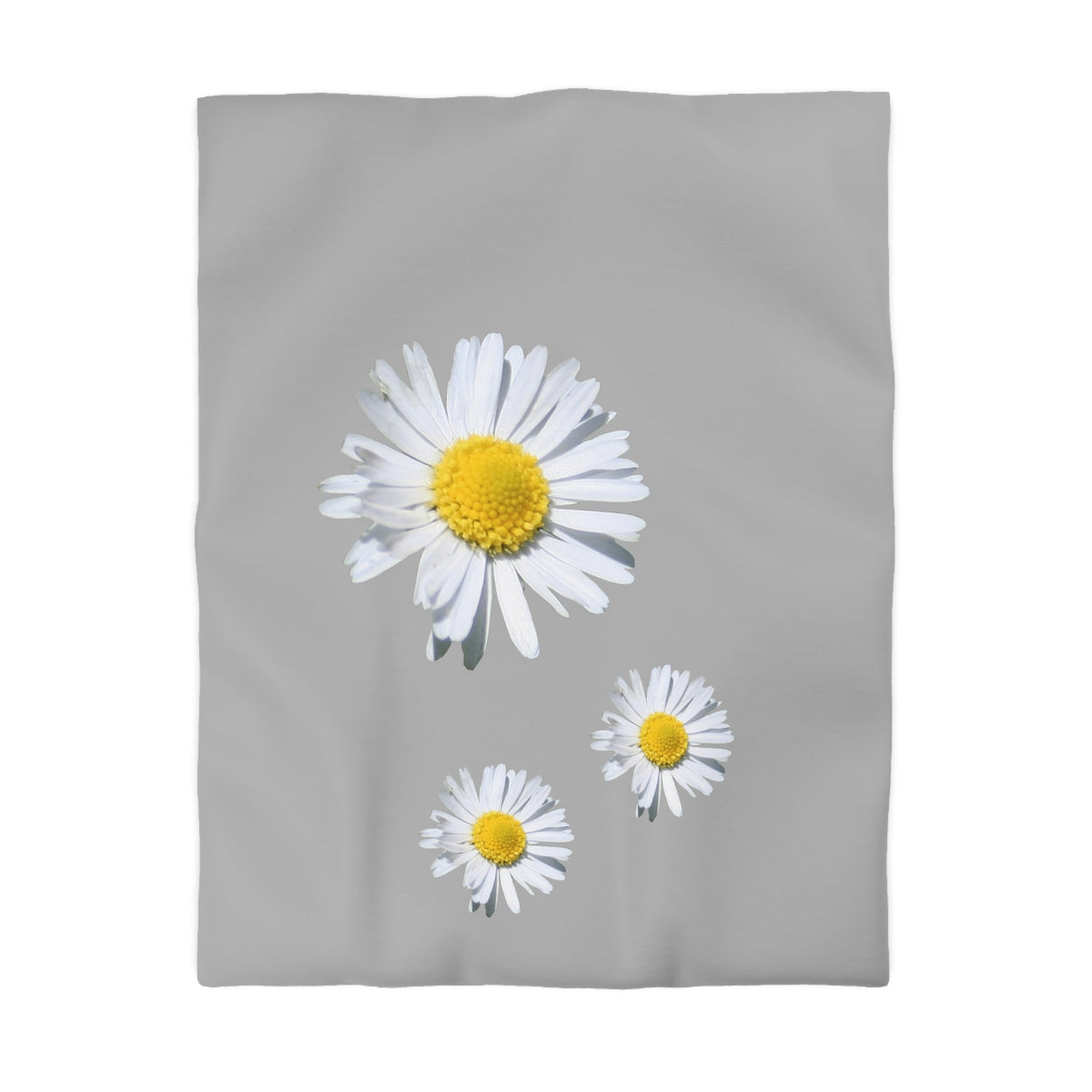 Microfiber Duvet Cover Light Grey with White Daisies