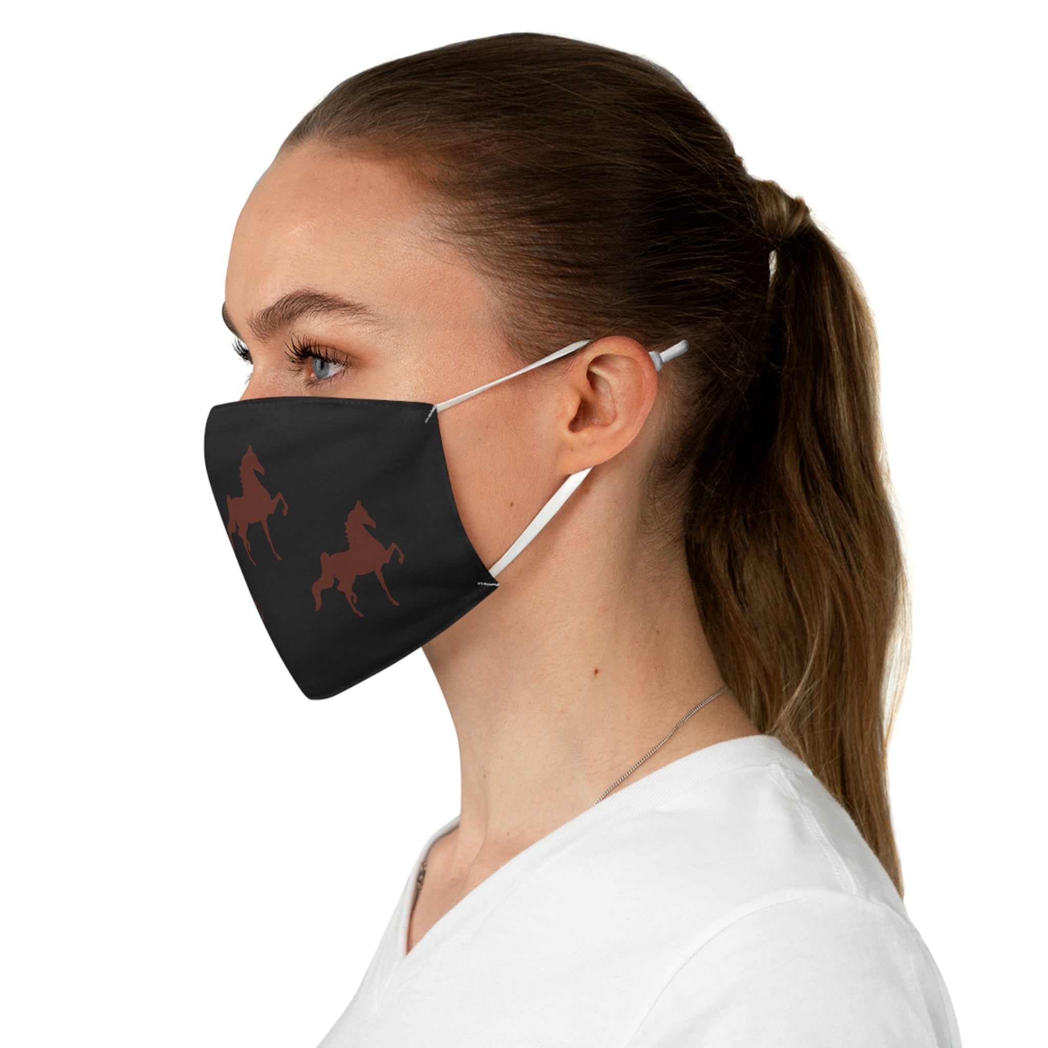 Fabric Face Mask Black with Brown Saddlebred Print