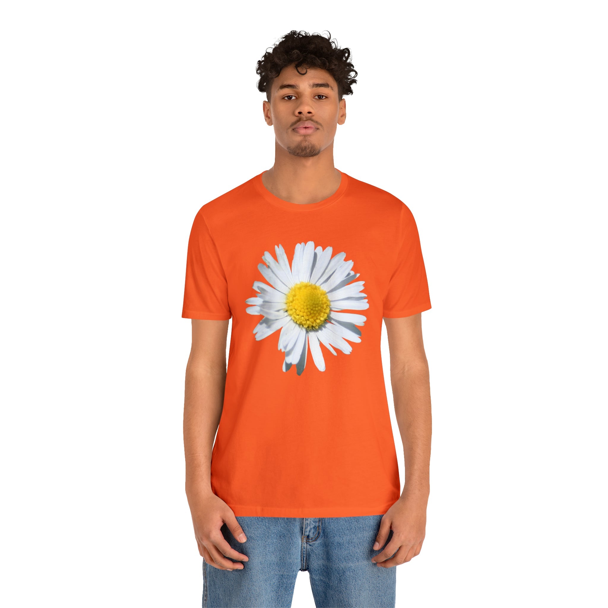 Unisex Jersey Short Sleeve Tee with White Daisy Print