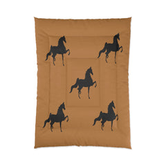 Comforter Tan/Brown with Saddlebred Print - AdeleEmbroidery