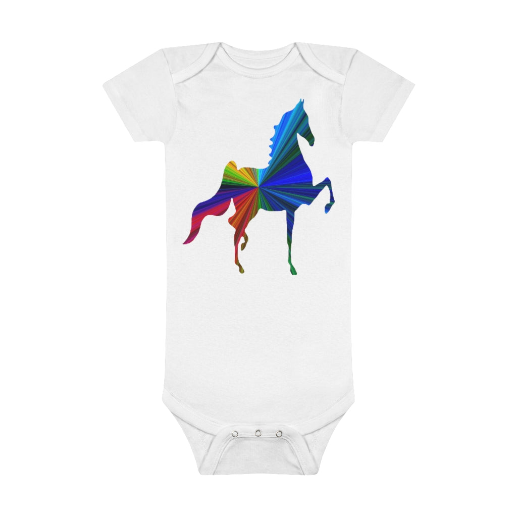 Baby Short Sleeve Onesie® MultiColor Saddlebred Print