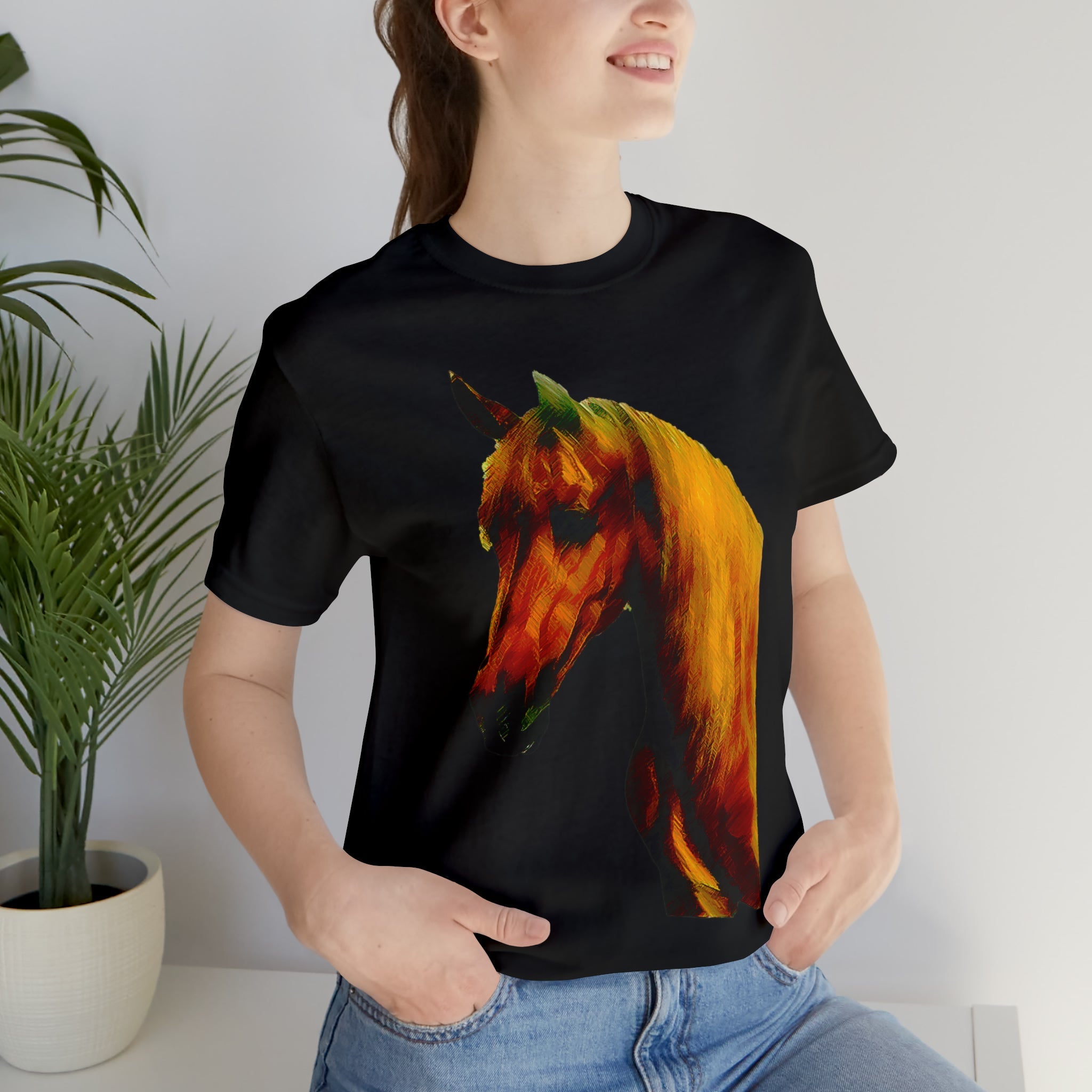 Unisex Jersey Short Sleeve Tee Horse Head Print