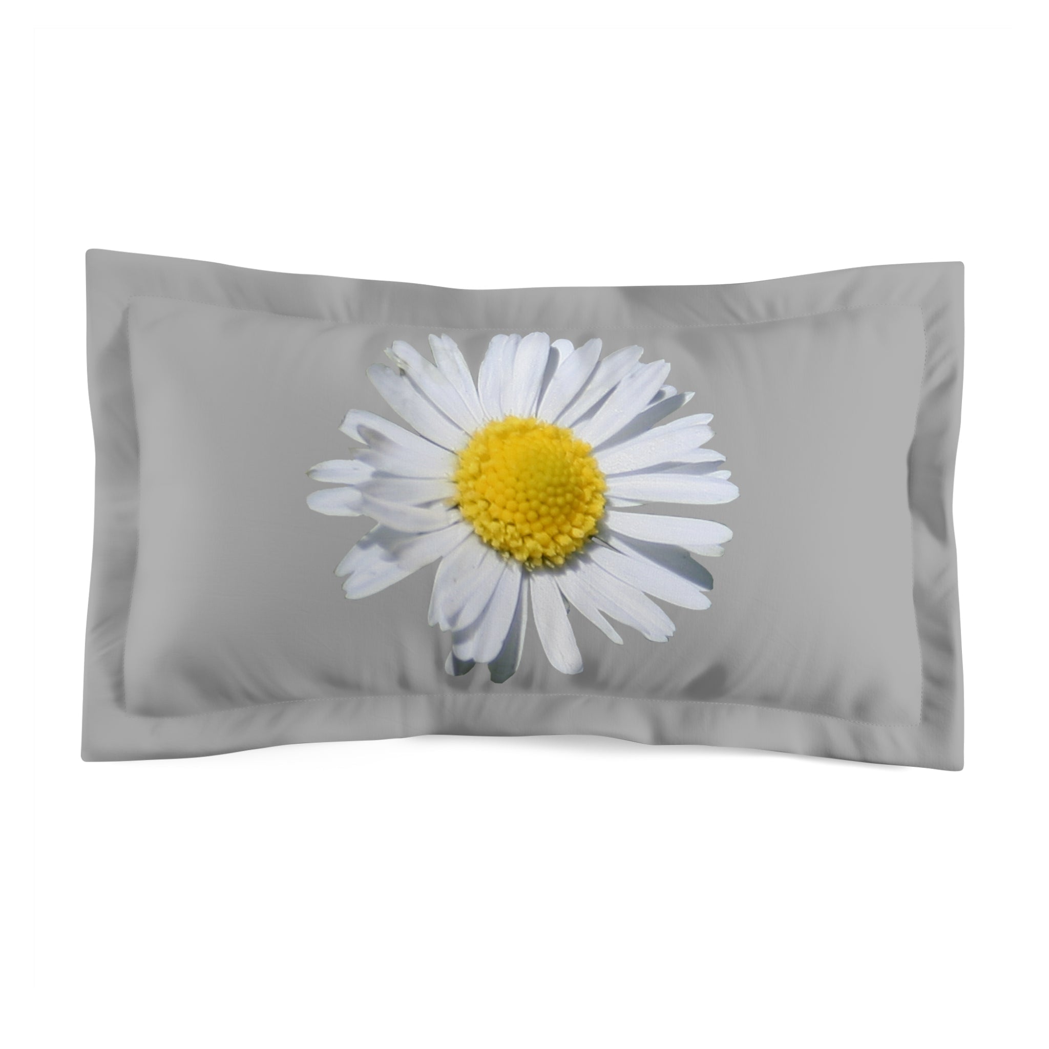 Microfiber Pillow Sham Light Grey with White Daisy