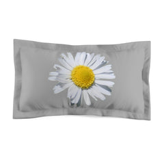 Microfiber Pillow Sham Light Grey with White Daisy