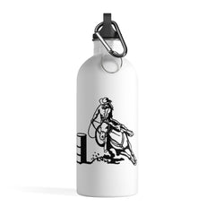 Barrel Racing Print Stainless Steel Water Bottle WHITE - AdeleEmbroidery