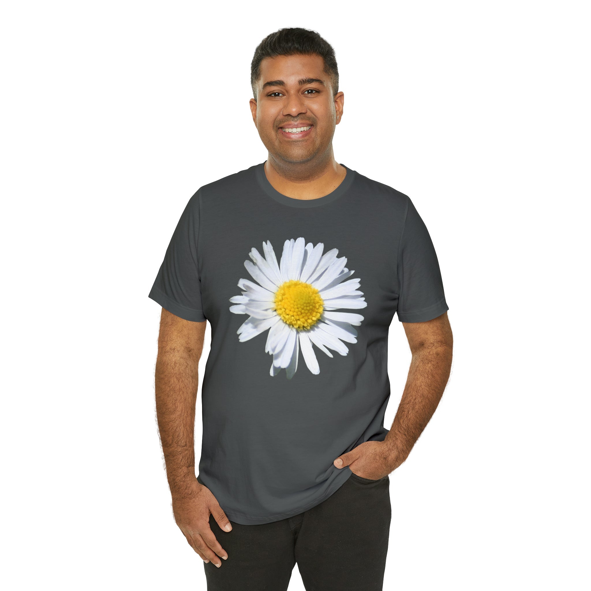 Unisex Jersey Short Sleeve Tee with White Daisy Print