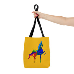 Saddlebred Multi Color Print Yellow Tote Bag