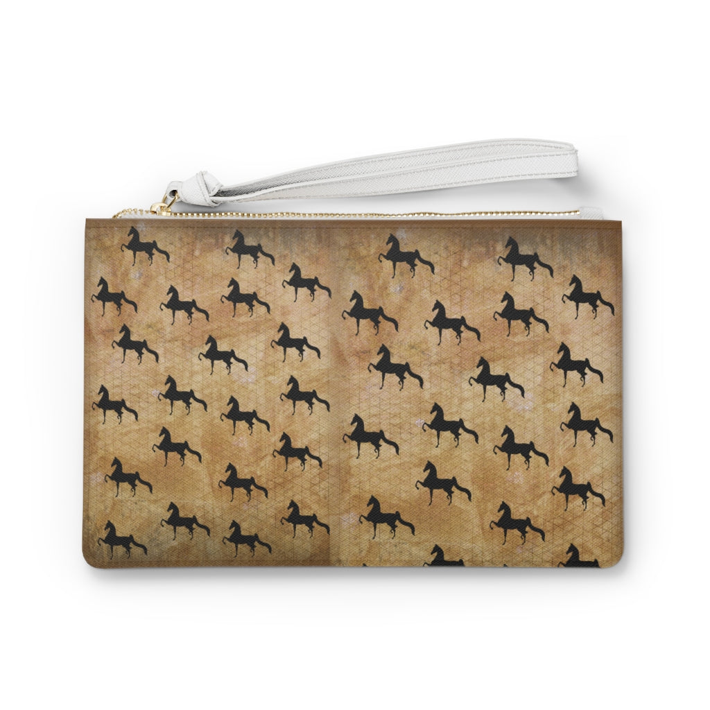 Saddlebred Print Brown Clutch Bag