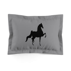 Microfiber Pillow Sham Grey with Saddlebred Print - AdeleEmbroidery