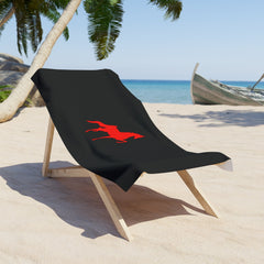 Beach Towel Black with Red Saddlebred Print