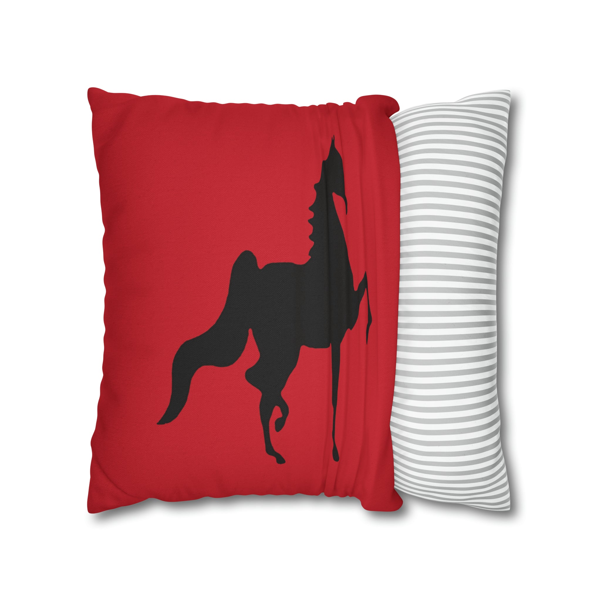 Saddlebred Print Spun Polyester Square Pillow Case RED