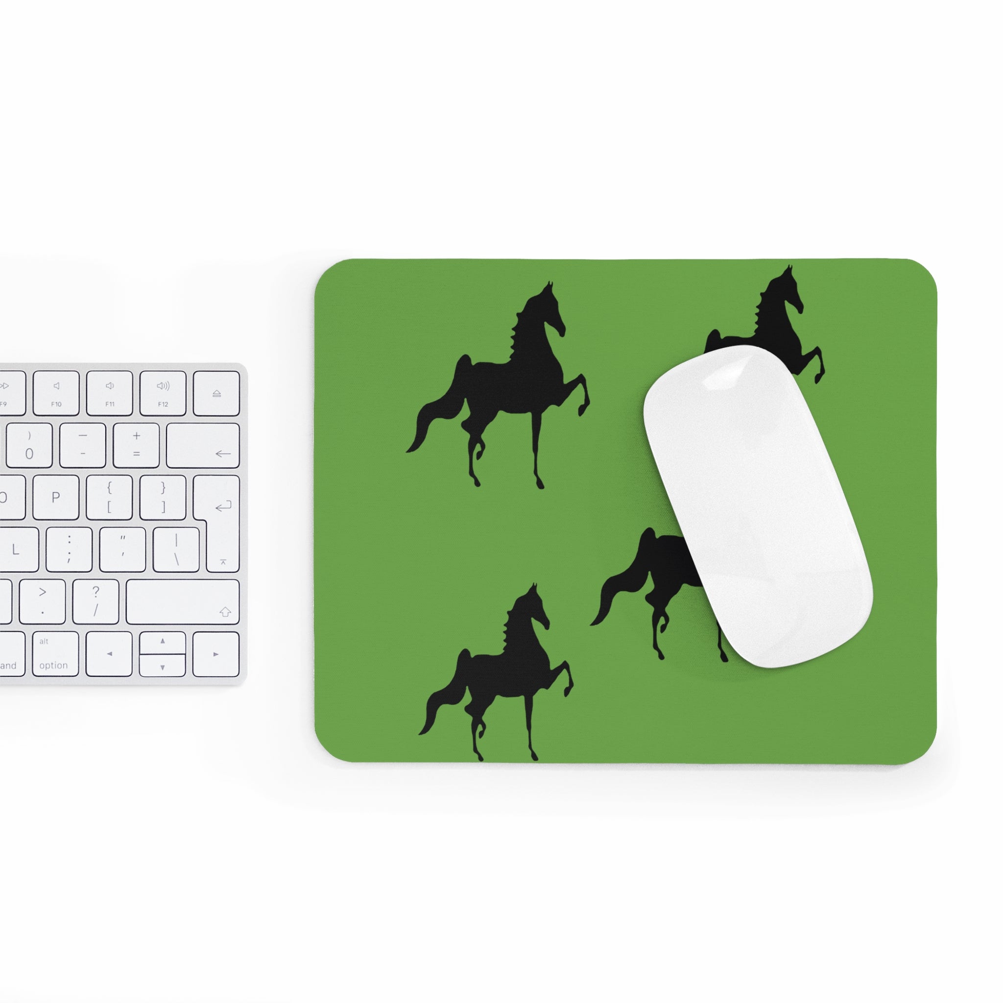 Mousepad Green with Black Saddlebred Print