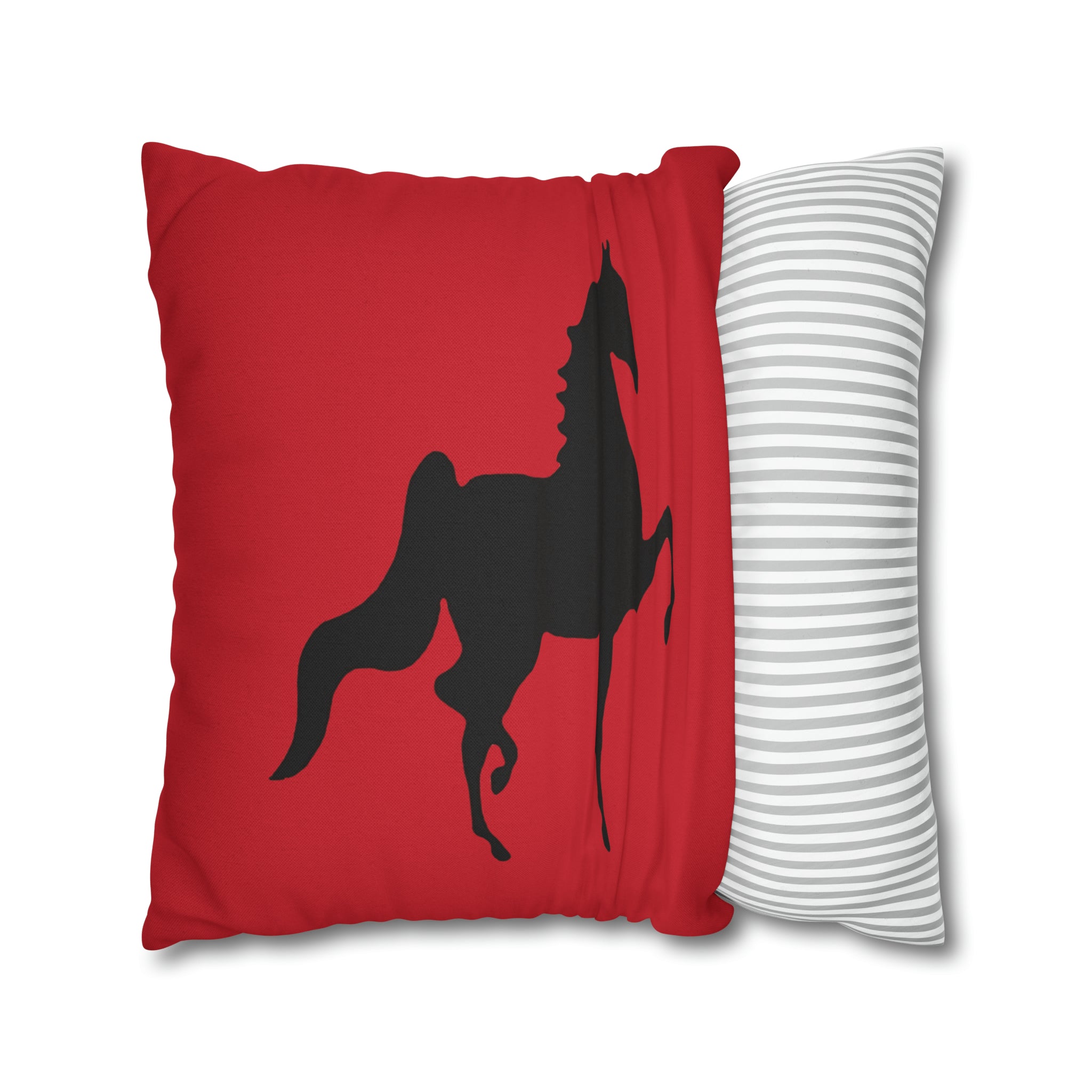 Saddlebred Print Spun Polyester Square Pillow Case RED