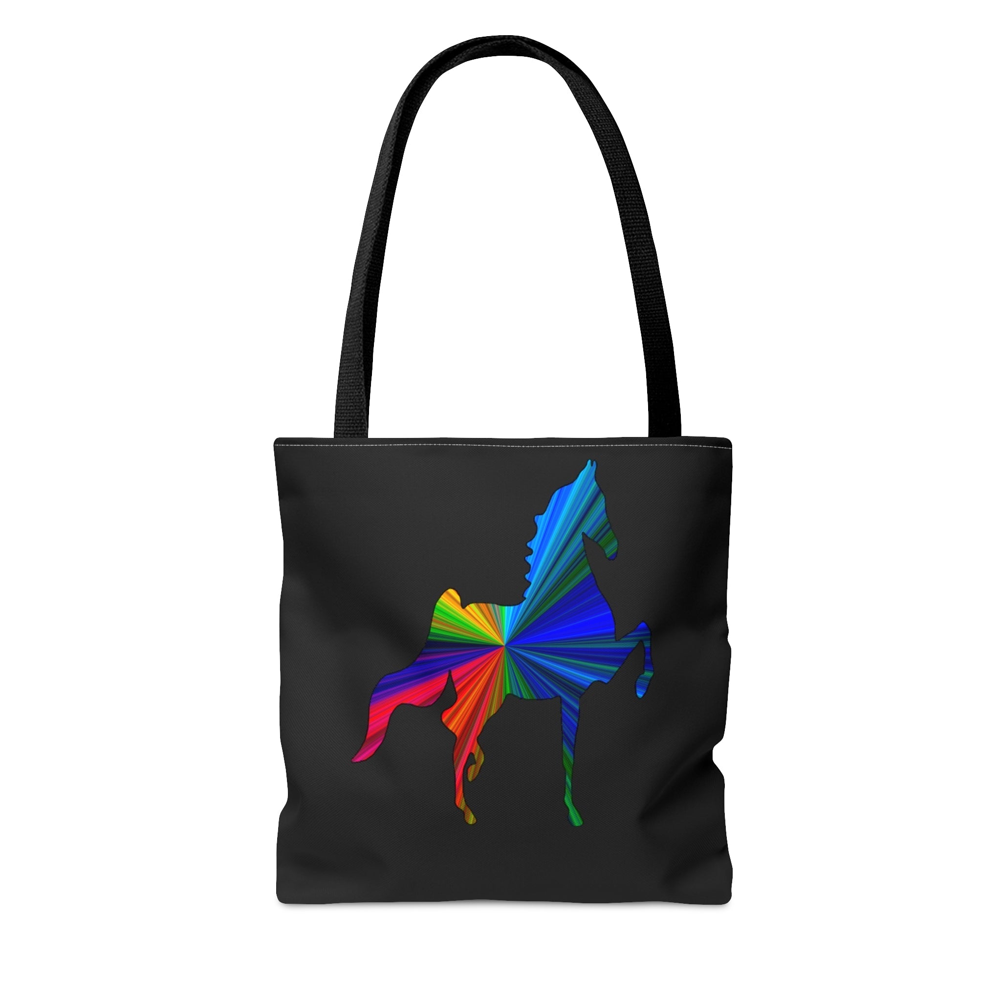 Saddlebred Multi Color Print Black Tote Bag