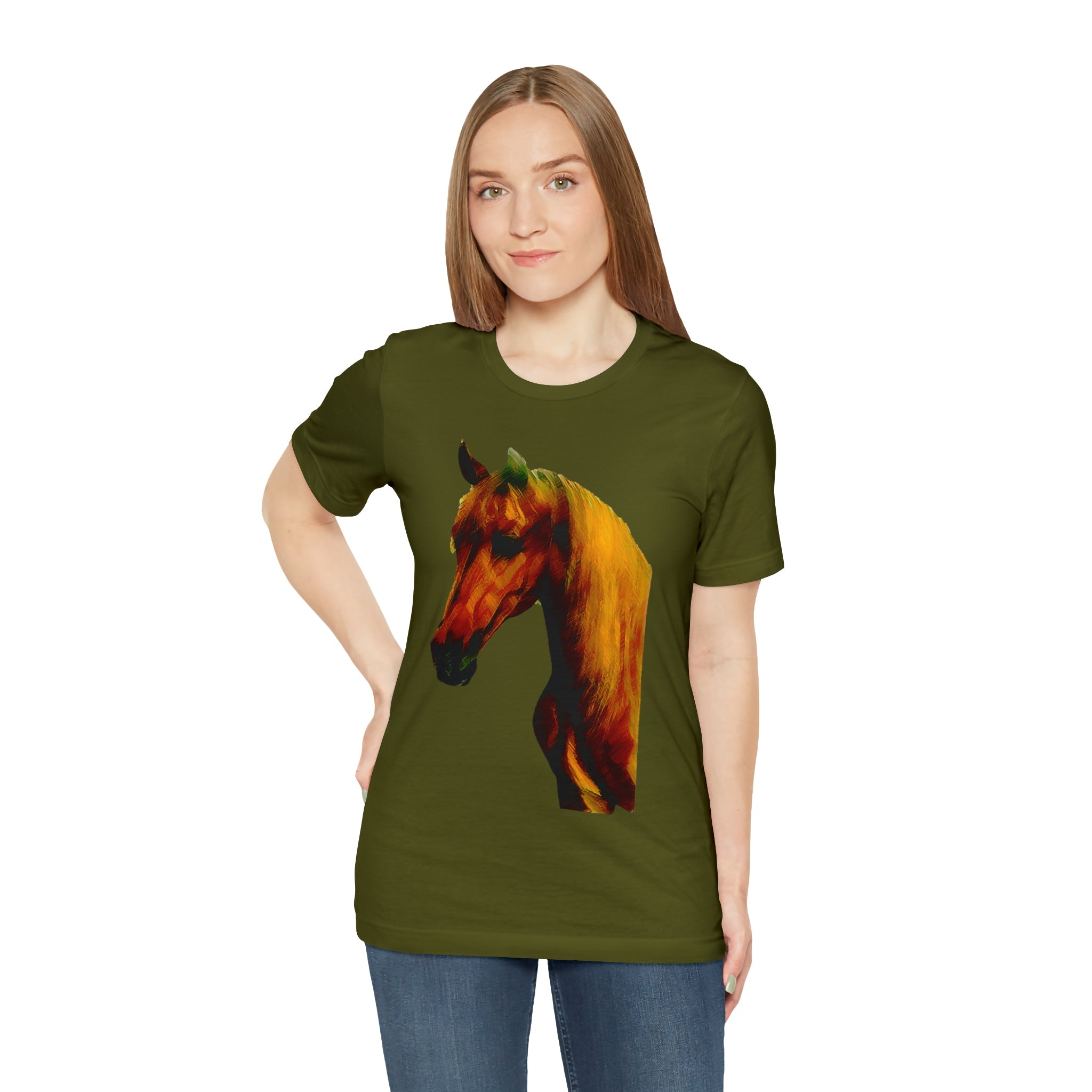 Unisex Jersey Short Sleeve Tee Horse Head Print