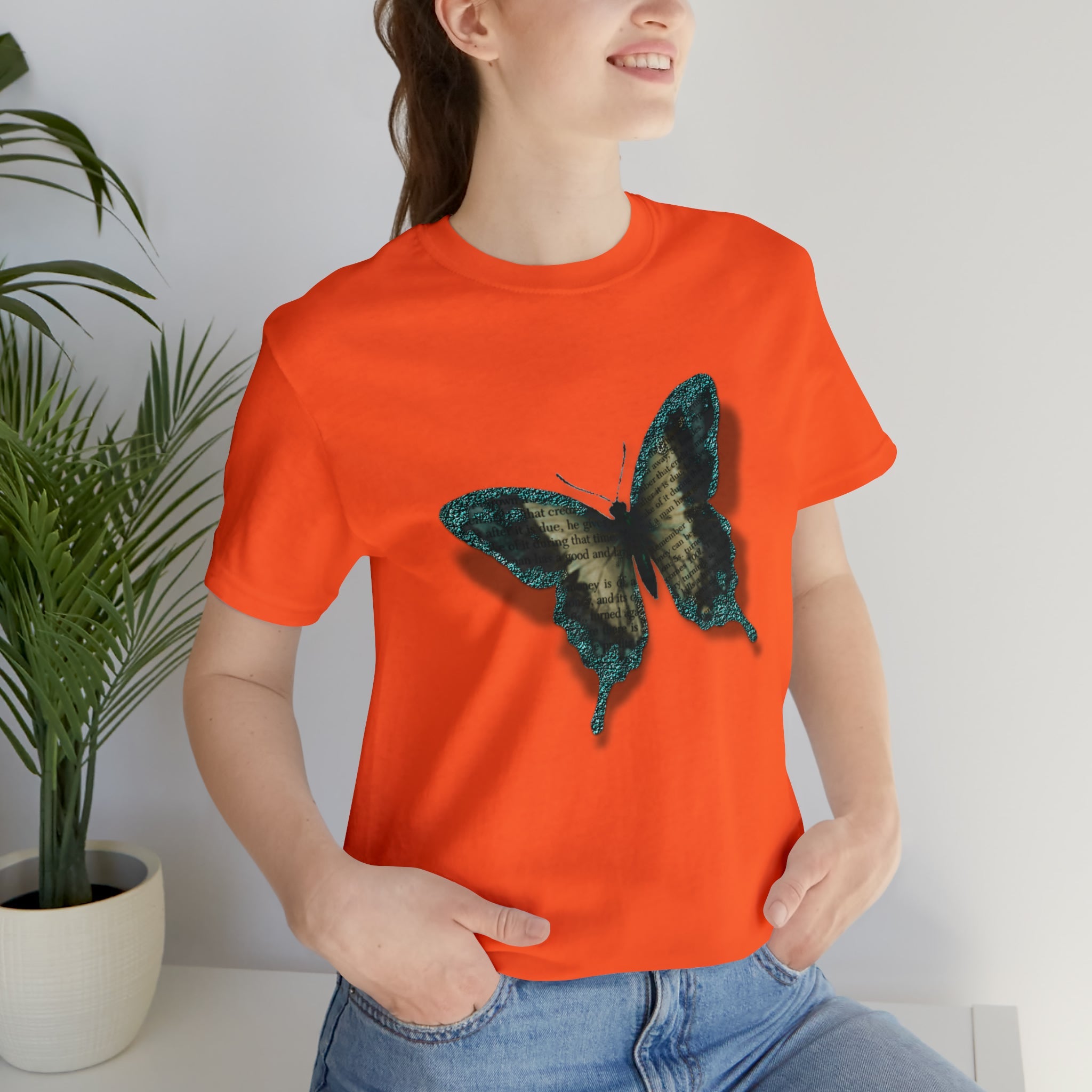 Unisex Jersey Short Sleeve Tee with Butterfly Print