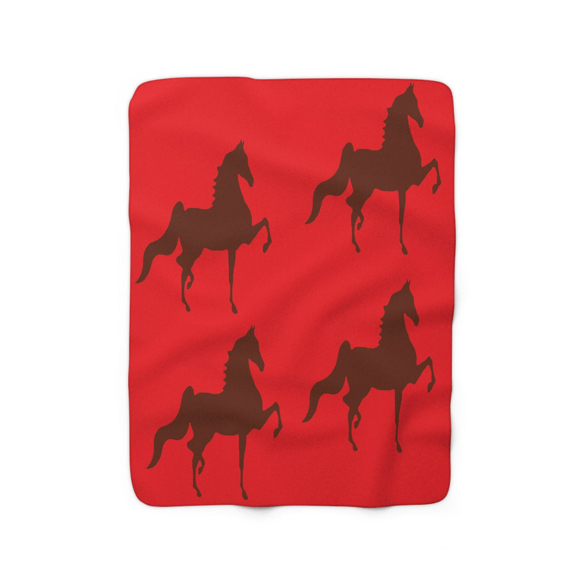 Sherpa Fleece Blanket Red with Saddlebred Print - AdeleEmbroidery