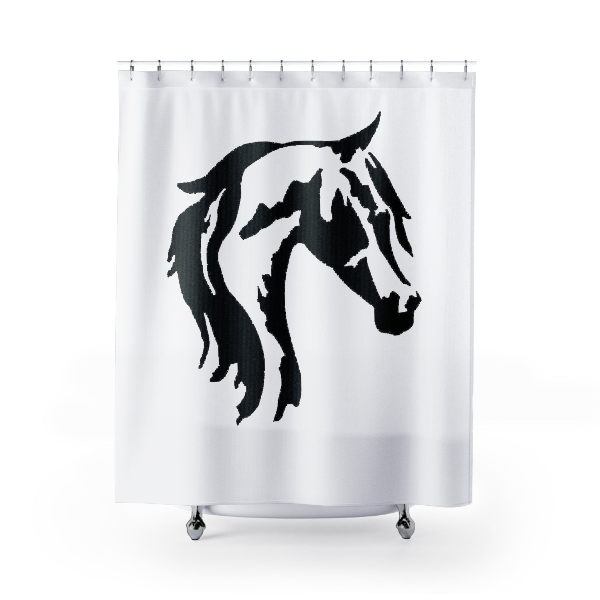 Horse Head Shower Curtains White - AdeleEmbroidery