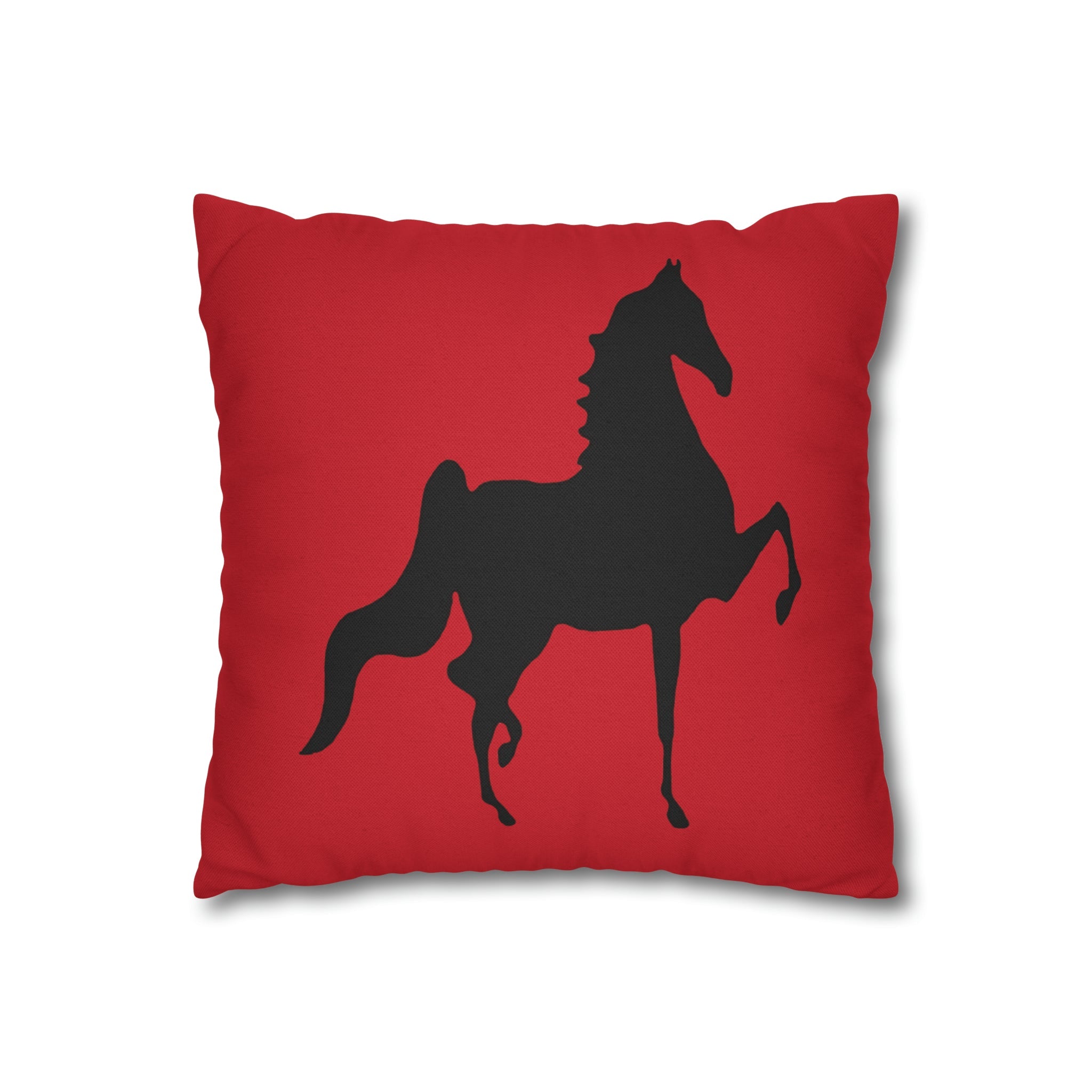 Saddlebred Print Spun Polyester Square Pillow Case RED