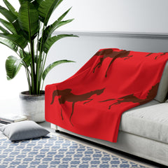 Sherpa Fleece Blanket Red with Saddlebred Print