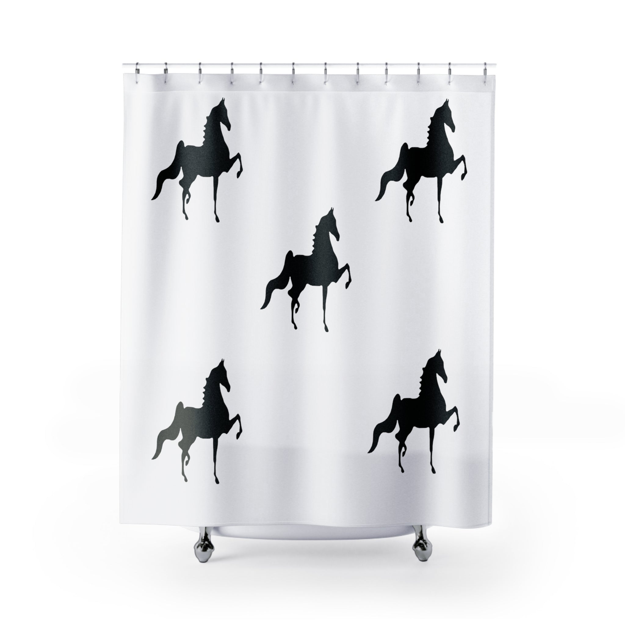 Saddlebred Shower Curtains White - AdeleEmbroidery